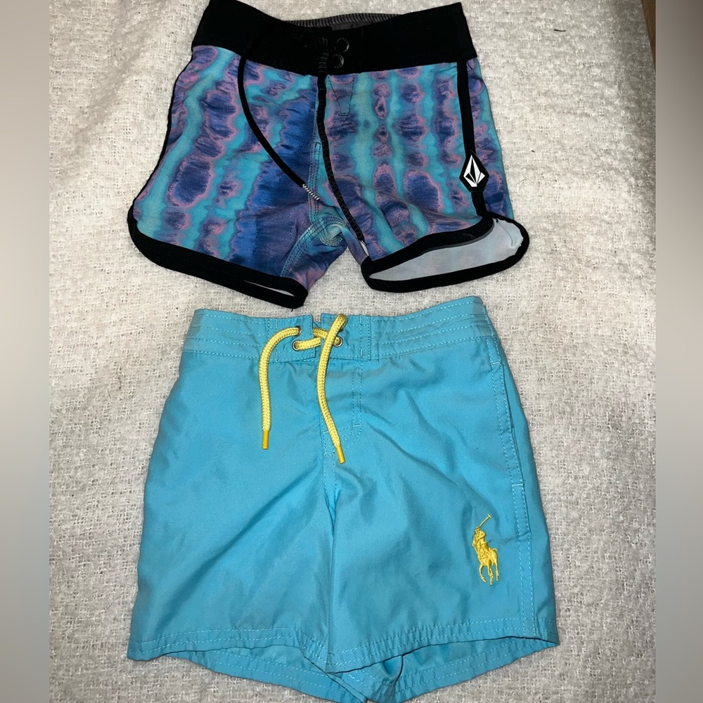 Boys 2t Volcom and Ralph Lauren swim trunks